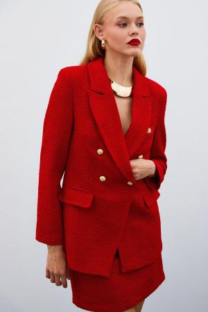 Button Detailed Jacket - RED