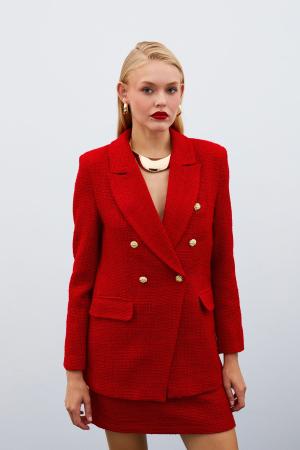 Button Detailed Jacket - RED