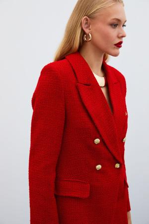 Button Detailed Jacket - RED