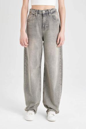 High Waist  Jean Washed Trousers