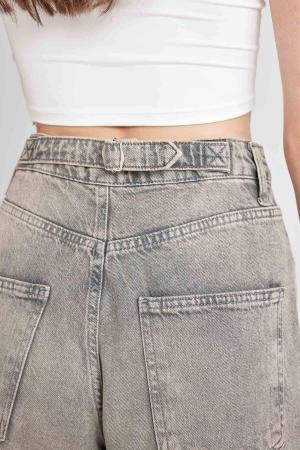 High Waist  Jean Washed Trousers