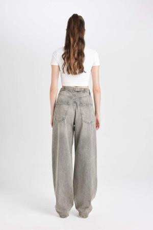 High Waist  Jean Washed Trousers