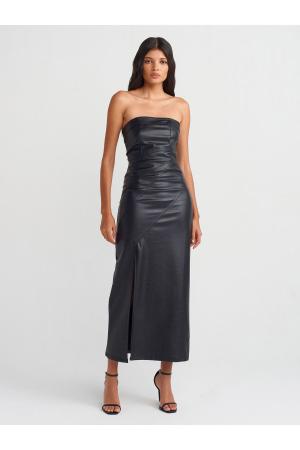 Strapless Faux Leather Dress