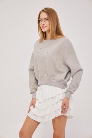 Pearly Three Thread Short Sweatshirt