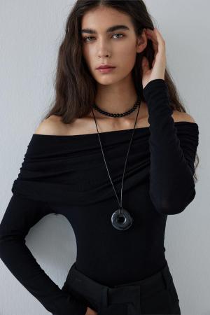 Black Lilly Cowl Neck Blouse