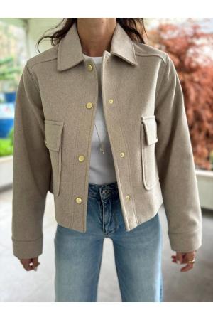 Women's Beige Bomber Jacket