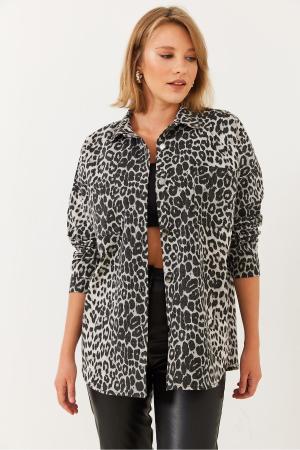 Women's leopard denim jacket