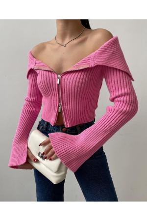 Cropped collared sweater