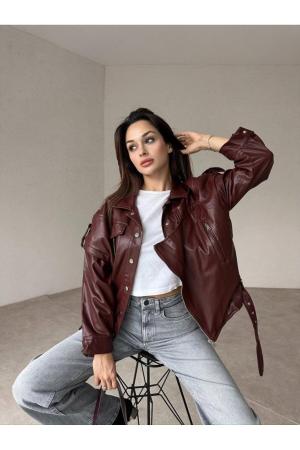 Women's Burgundy Leather Jacket