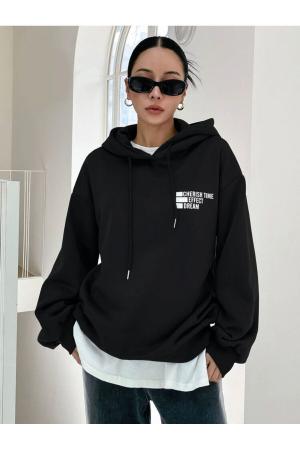 Women's Black Hooded Sweatshirt