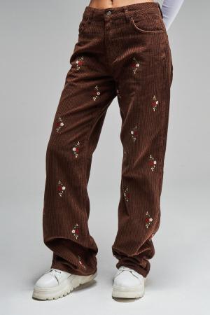 Women's loose embroidered pants