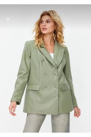 Mint green lined leather blazer