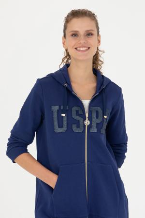 US POLO WOMEN LONG ZIPPERED SWEATSHIRT