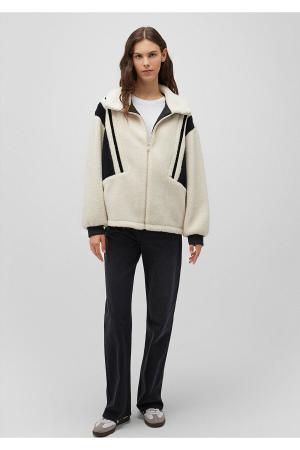 Contrast Color Sherpa Jacket Loose Fit