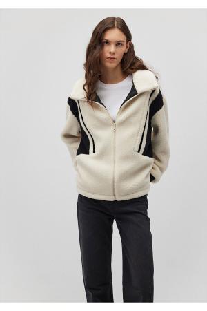 Contrast Color Sherpa Jacket Loose Fit