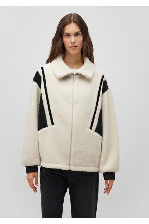 Contrast Color Sherpa Jacket Loose Fit