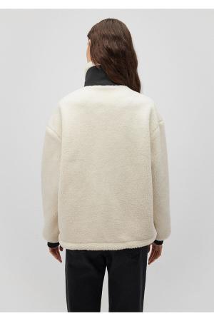 Contrast Color Sherpa Jacket Loose Fit