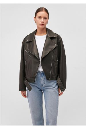 Belted Black Faux Leather Jacket