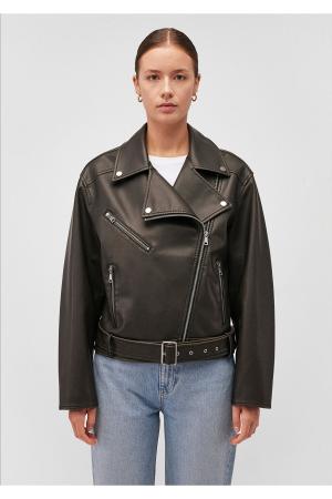 Belted Black Faux Leather Jacket