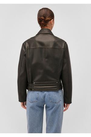 Belted Black Faux Leather Jacket